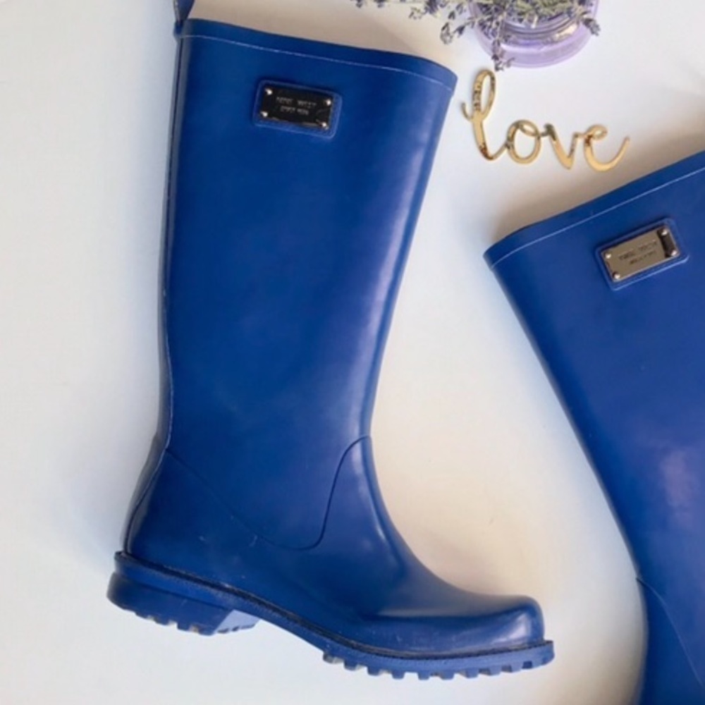 Nine West Nwyogini Tall Gloss Blue Rain Slickers Size 7 - Picture 7 of 8